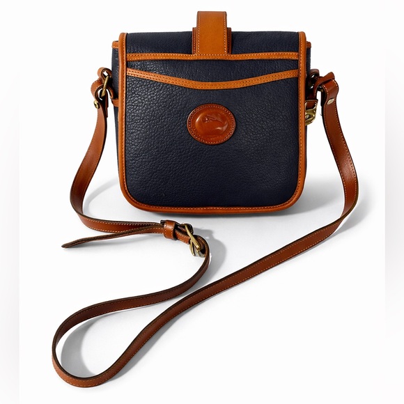 Dooney & Bourke Handbags - Dooney & Bourke Leather Crossbody Bag Navy Brown Vintage Style Designer Handbag